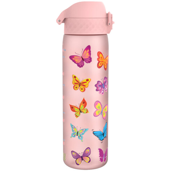 f7a392944839bf6de205e3ff77aa157e.jpg ION8 butelka Recyclon 500 ml, w kolorze różowym, z motywem „Motyle”, do szkoły, bez BPA